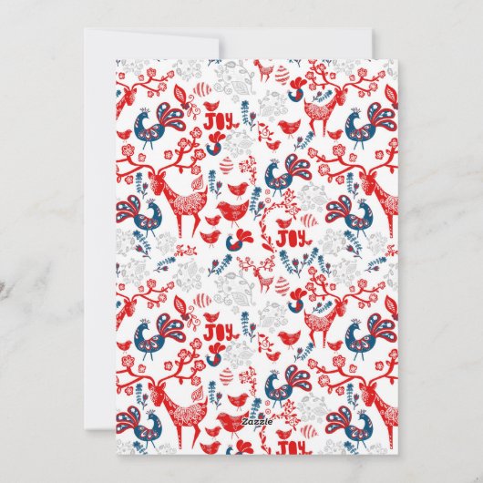 フォークアートクリスマスフォトコラージグリーティングカード シーズンカード (裏面)