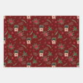 フォークアートクリスマスホリデーウォームウィッシュパターンラ ラッピングペーパーシート (正面3)