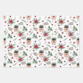 フォークアートクリスマスホリデーウォームウィッシュパターンラ ラッピングペーパーシート (正面)