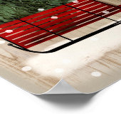 フォークアートクリスマスホースとそりの雪のシーン ポスター (角)