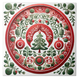 フォークアートクリスマス タイル