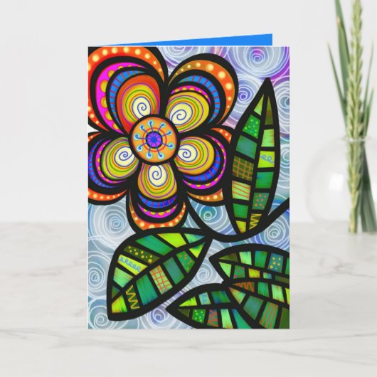 フォークアートグリーティングカード、白い封筒を含む カード (正面)