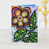 フォークアートグリーティングカード、白い封筒を含む カード (黄色い花)