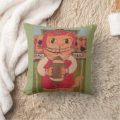 フォークアートサッカーキャット絵画ズ クッション (ブランケット)