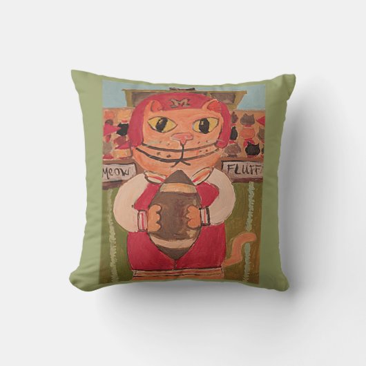 フォークアートサッカーキャット絵画ズ クッション (正面)
