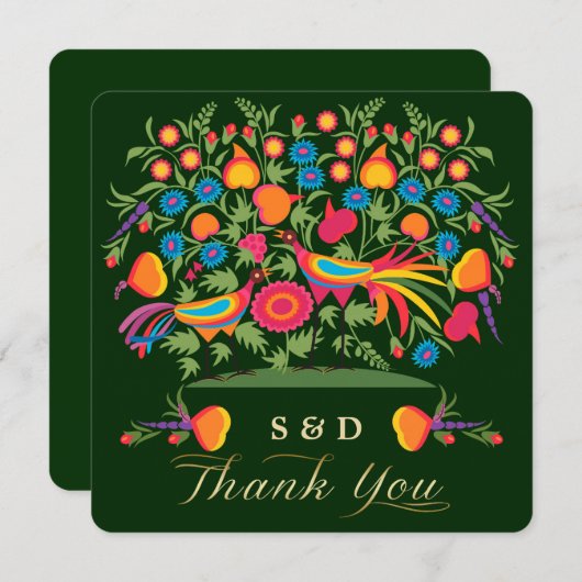 フォークアートサンキュー結婚ズ・アニバーサリーカード 招待状 (正面/裏面)