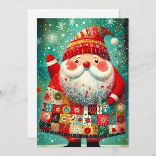 フォークアートサンタ シーズンカード (正面/裏面)