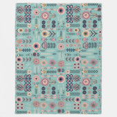 フォークアートシームレスパターン フリースブランケット (正面)