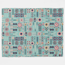 フォークアートシームレスパターン フリースブランケット