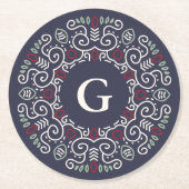 フォークアートジョイ |モノグラムの休日 ラウンドペーパーコースター (正面)