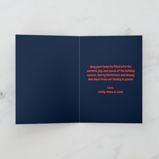 フォークアートジンガーブレッド&スノーフレーククリスマスホリデー カード (内部)