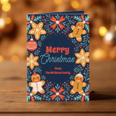 フォークアートジンガーブレッド&スノーフレーククリスマスホリデー カード