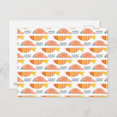 フォークアートスイミングフィッシュパターン シーズンポストカード (正面/裏面)