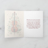 フォークアートスタイルスカンジクリスマスグリーナリーチェロ シーズンカード (内部)