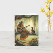 フォークアートスタイルダックスシュント カード (黄色い花)