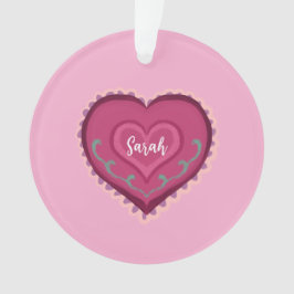 フォークアートスタイルピンクハート飾オーナメント オーナメント