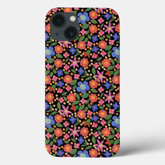 フォークアートスタイルフローラオンブラックiPad Mini ケース Case-Mate iPhoneケース (裏面)