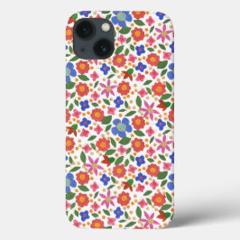 フォークアートスタイルフローラオンホワイトiPad Mini ケース
