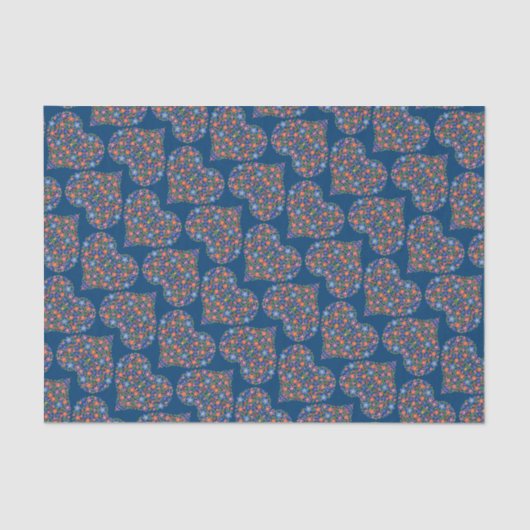 フォークアートスタイルフローラハートティッシュペーパー 薄葉紙 (正面)