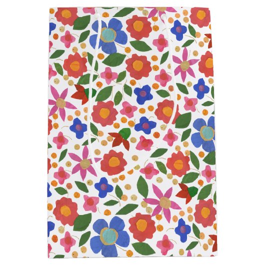 フォークアートスタイルフローラミニプリントメディア抱き枕 ミディアムペーパーバッグ (正面)