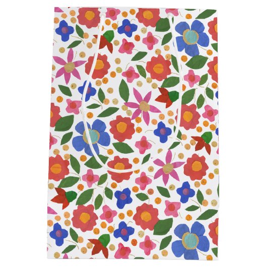 フォークアートスタイルフローラミニプリントメディア抱き枕 ミディアムペーパーバッグ (裏面)