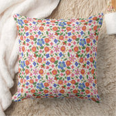 フォークアートスタイルフローラルパターン付きホワイト枕 クッション (ブランケット)