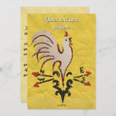 フォークアートスタイルルースター 招待状 (正面/裏面)