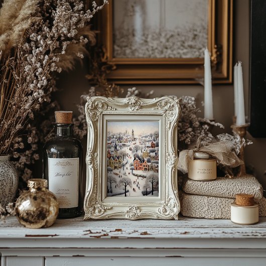 フォークアートスタイル冬のシーンのポスター ポスター