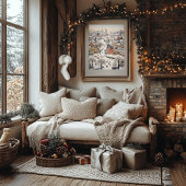 フォークアートスタイル冬のシーンのポスター ポスター