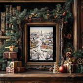 フォークアートスタイル冬のシーンのポスター ポスター