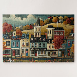 フォークアートスモールタウン通りイン秋 ジグソーパズル