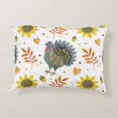 フォークアートターキーズアクセントピロー アクセントクッション (裏面)