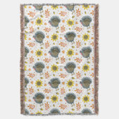 フォークアートターキーズブランケット スローブランケット (正面縦)