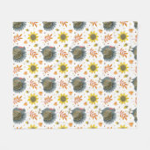 フォークアートターキーズ フリースブランケット (正面(横))