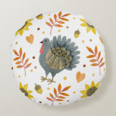 フォークアートターキーズ ラウンドクッション (裏面)