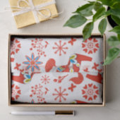 フォークアートダラスウェーデンレッドホースフローラルパターン 薄葉紙 (ギフト)