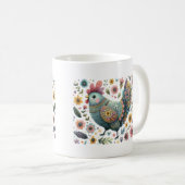 フォークアートチキンロースターフローラの花 コーヒーマグカップ (正面右)
