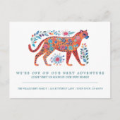 フォークアートチーター引越し案内はがき ポストカード (正面)