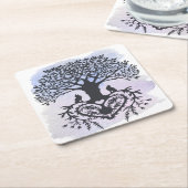 フォークアートツリーオブライフ スクエアペーパーコースター (アングル)