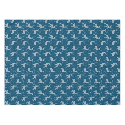 フォークアートディアオンブルーホリデイ テーブルクロス (正面(横))