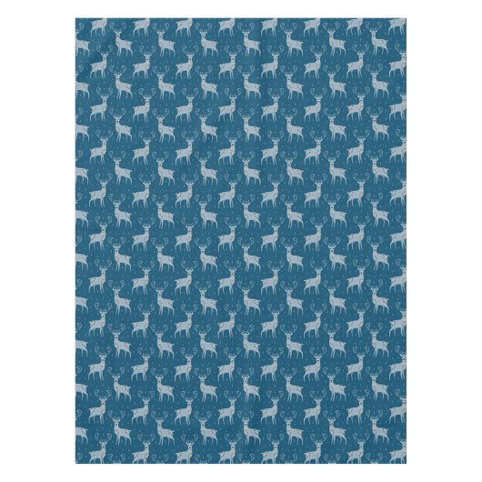 フォークアートディアオンブルーホリデイ テーブルクロス (正面)