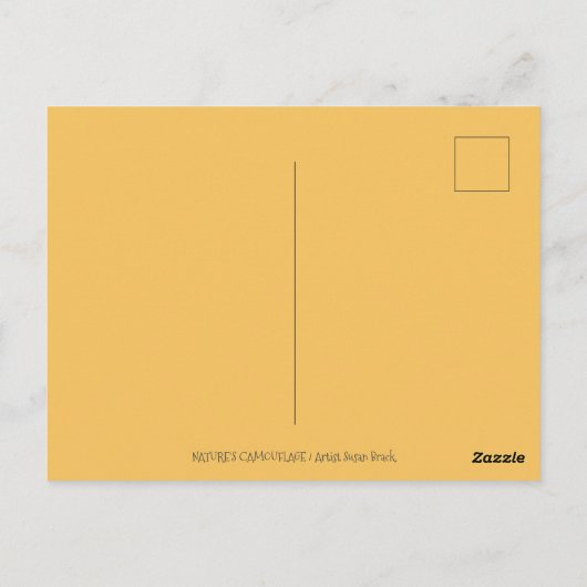 フォークアートディアー秋の森、鳥の巣&月 ポストカード (裏面)