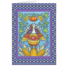 フォークアートトルコ感謝挨拶カード空白の