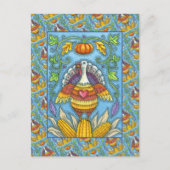 フォークアートトルコ、感謝祭の季節の色 シーズンポストカード (正面)