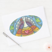 フォークアートトルコ、感謝祭バードスティッカーシート 楕円形シール (封筒)