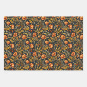 フォークアートトレ絵画のスタイル花柄 ラッピングペーパーシート (正面)