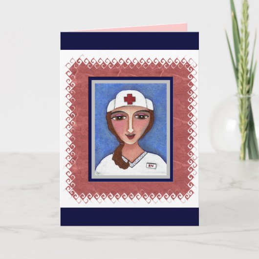 フォークアートナース- RN / nursing greeting card カード (正面)