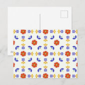 フォークアートネオンフラワー幾何学模様 シーズンポストカード (正面/裏面)