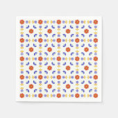 フォークアートネオンフラワー幾何学模様 スタンダードカクテルナプキン (正面)