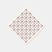 フォークアートネオンフラワー幾何学模様 スタンダードカクテルナプキン (角)